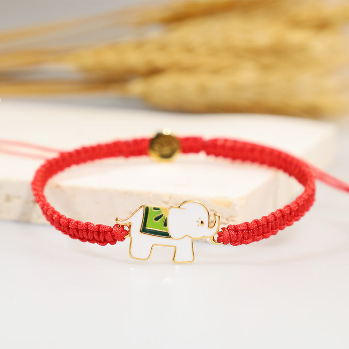 Buddha Stones Tibetan Handmade 925 Sterling Silver Lucky Elephant Red String Bracelet