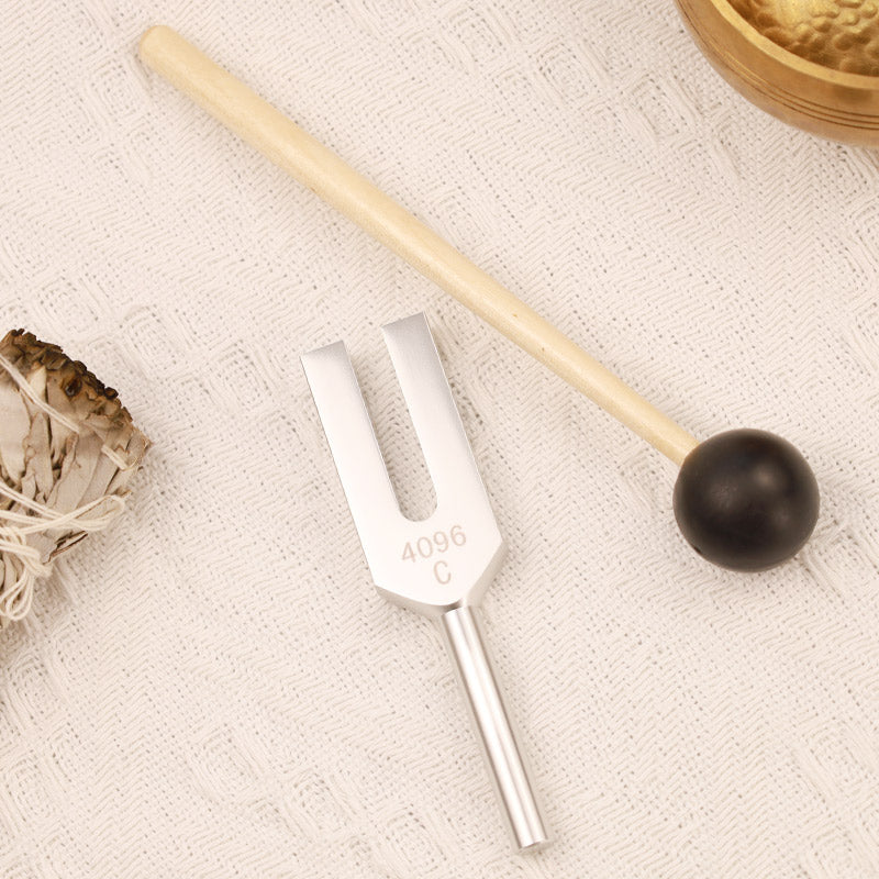 Tuning Fork 4096HZ Aluminum Alloy Crystal Tuning Fork with Hammer for Chakra Healing