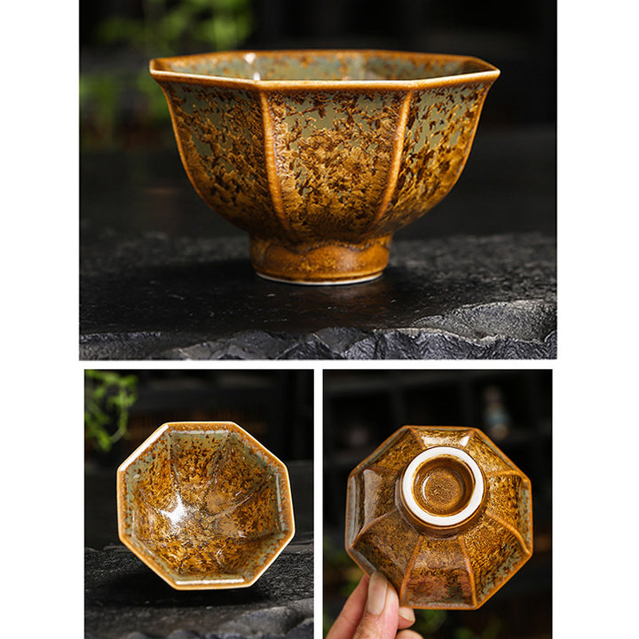 Buddha Stones Colorful Brown Ceramic Teacup Kung Fu Tea Cup Bowl