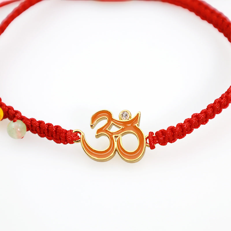 Buddha Stones Tibetan Handmade OM Mindfulness Red String Bracelet