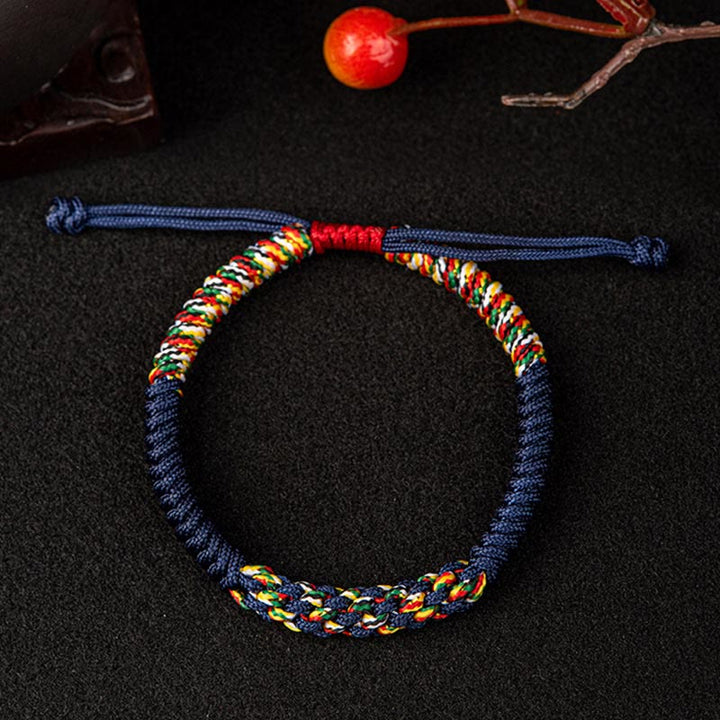 Buddha Stones Tibetan Handmade Colorful King Kong Knot Luck Braid String Bracelet