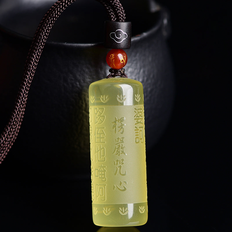 Heart Sutra Citrine Happiness Strength Necklace Pendant