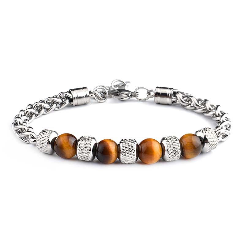 Buddha Stones Black Onyx Tiger Eye Bead Courage Bracelet