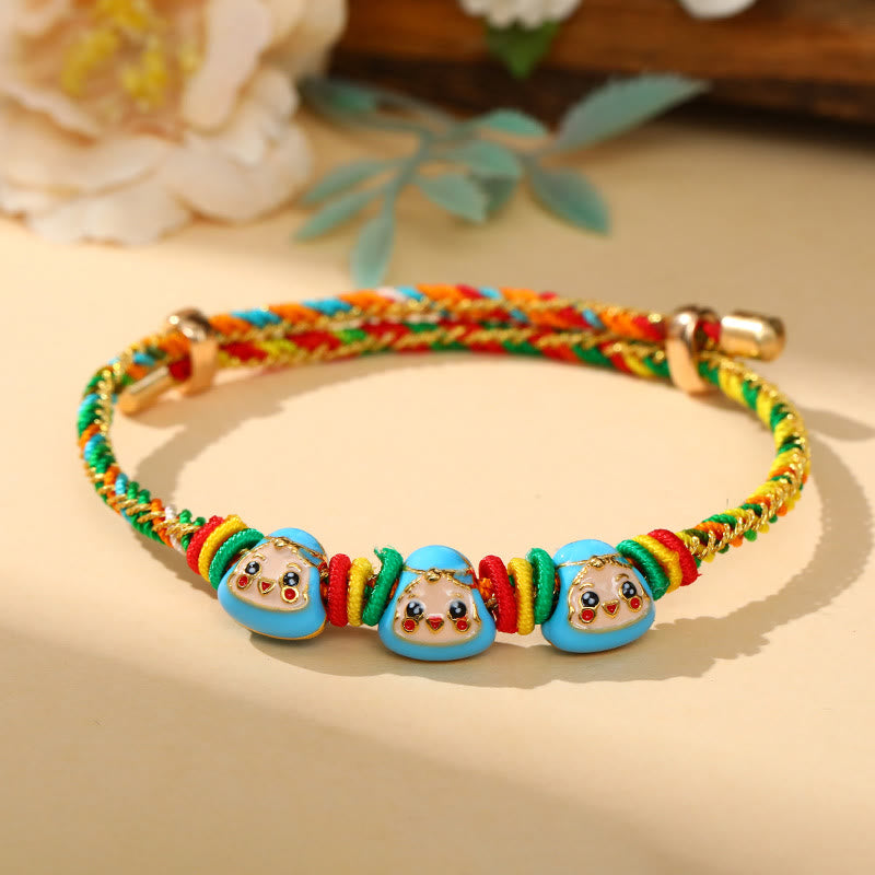 Buddha Stones Colorful Rope Zongzi Pattern Luck Handmade Child Adult Bracelet