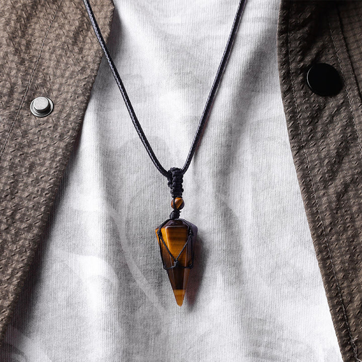 Buddha Stones Natural Stone Pointed Pendant Necklace