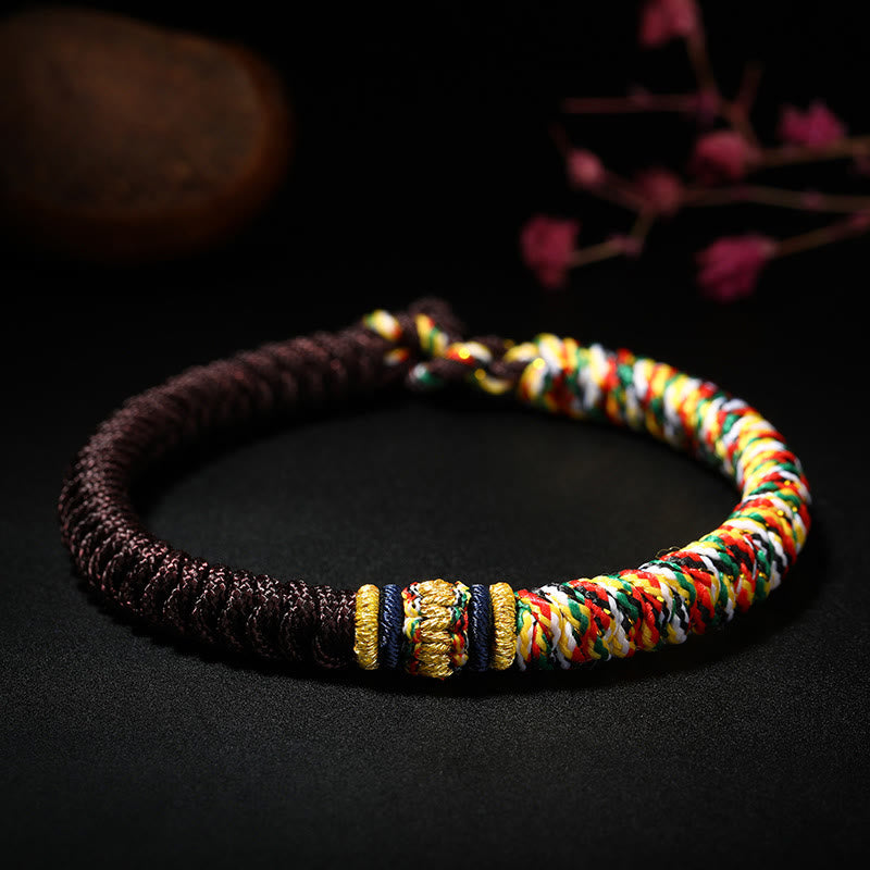 Buddha Stones Tibetan Handmade Multicolored Thread King Kong Knot Strength Braid String Bracelet