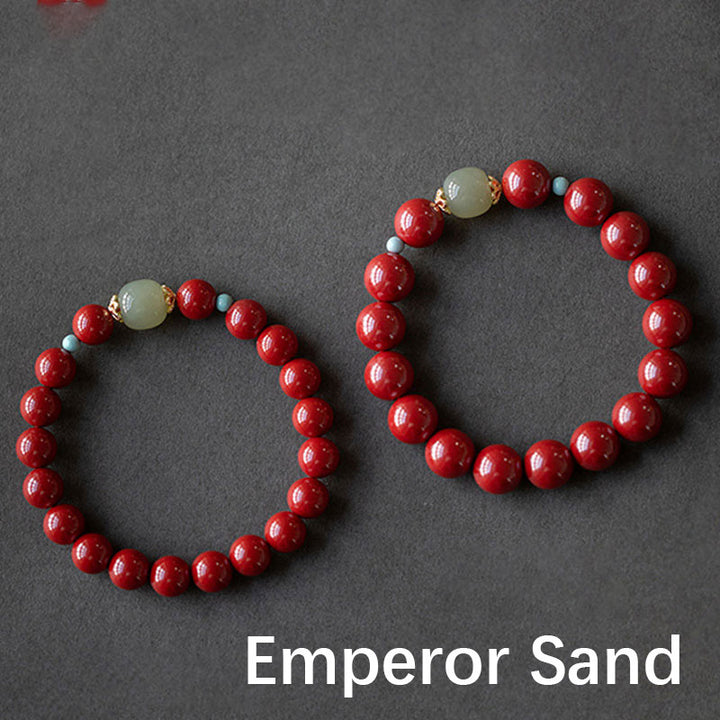 Buddha Stones Cinnabar Green Aventurine Fortune Luck Bracelet