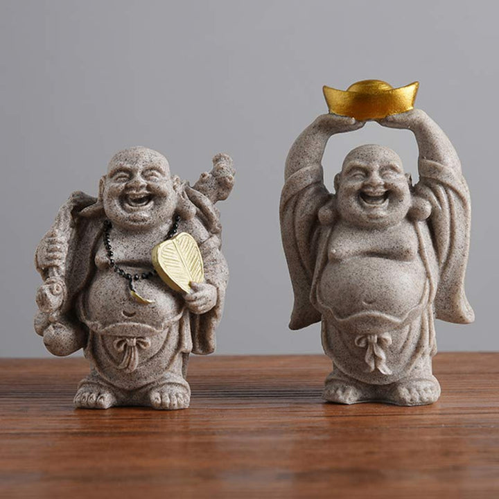 Buddha Stones Laughing Buddha Resin Statue Blessing Home Decoration