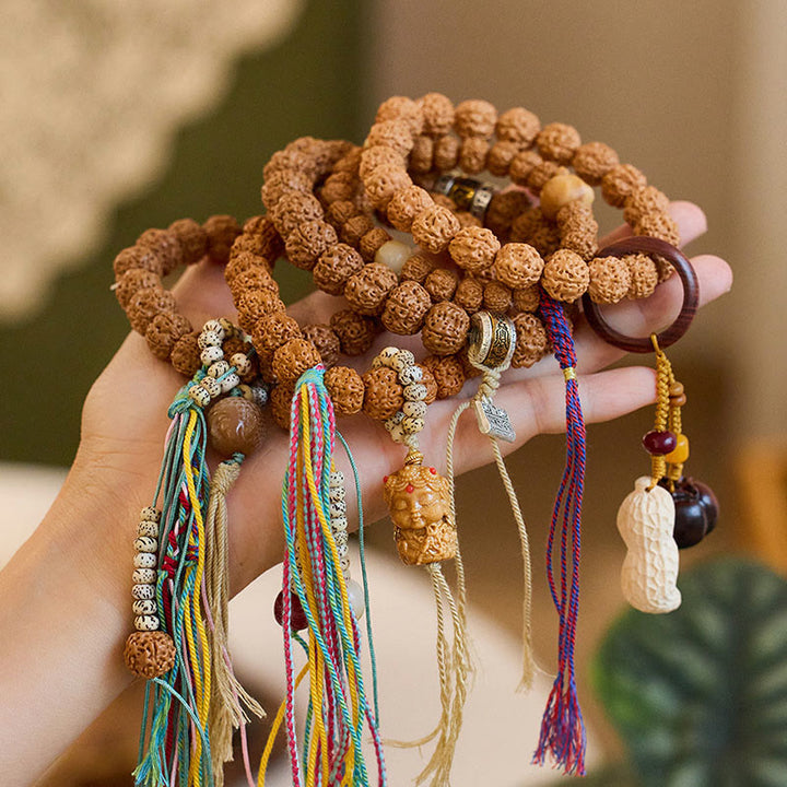 Buddha Stones Tibet Rudraksha Bodhi Seed Amulet Wealth Luck Bracelet