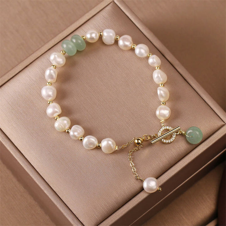 Buddha Stones Pearl Green Strawberry Quartz Bead Healing Chain Bracelet