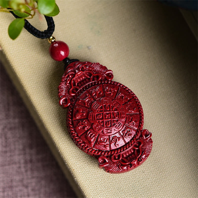 Buddha Stones Laughing Buddha Yin Yang Chinese Zodiac Gourd Natural Cinnabar Blessing Necklace Pendant