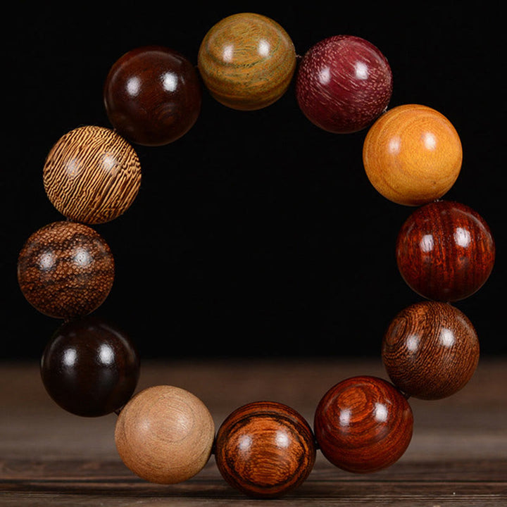 Buddha Stones Multicolored Sandalwood Protection Healing Bracelet