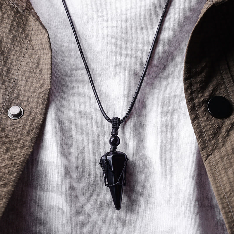 Buddha Stones Natural Stone Pointed Pendant Necklace