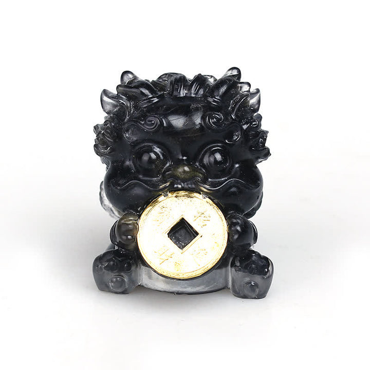 Buddha Stones Handmade Cute PiXiu Gold Coin Crystal Fengshui Energy Wealth Fortune Home Decoration