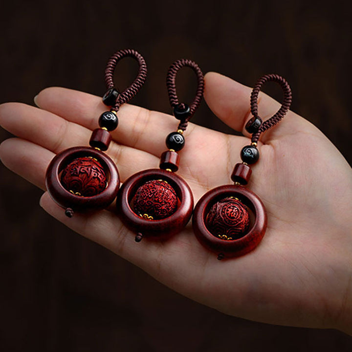 Buddha Stones Tibetan Small Leaf Red Sandalwood Ebony Luck Protection Rotation Decoration