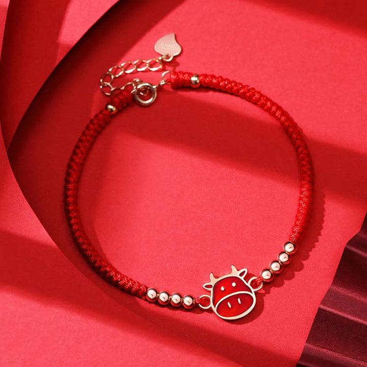 Buddha Stones 925 Sterling Silver Chinese Zodiac Luck Faith Discolor Red String Bracelet