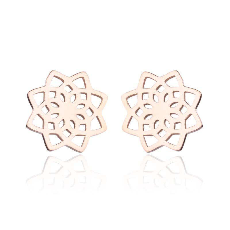 Tibetan Lotus Pattern New Beginning Stud Earrings