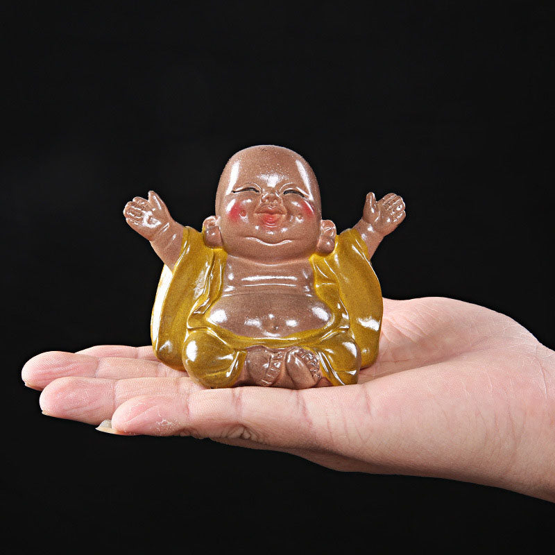 Buddha Stones Color Changing Laughing Buddha Resin Tea Pet Wealth Home Figurine Decoration