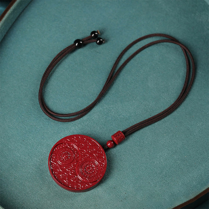 Buddha Stones Cinnabar Yin Yang Keep Away Evil Spirits Necklace Pendant