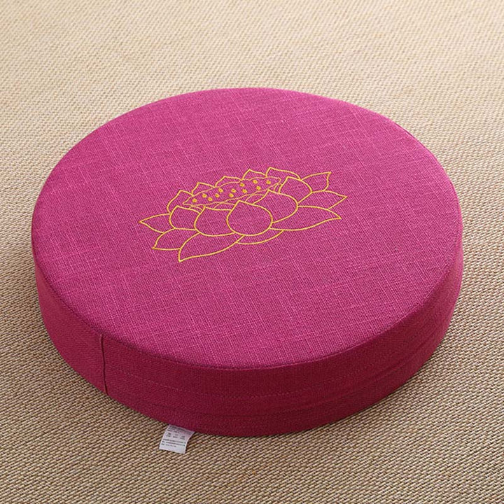 Lotus Embroidery Cotton Linen Meditation Seat Cushion