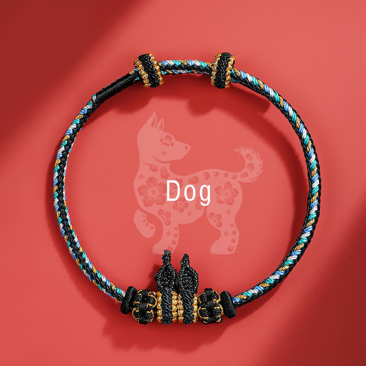 Buddha Stones Handmade Year of the Dragon Cute Chinese Zodiac Luck Braided Bracelet