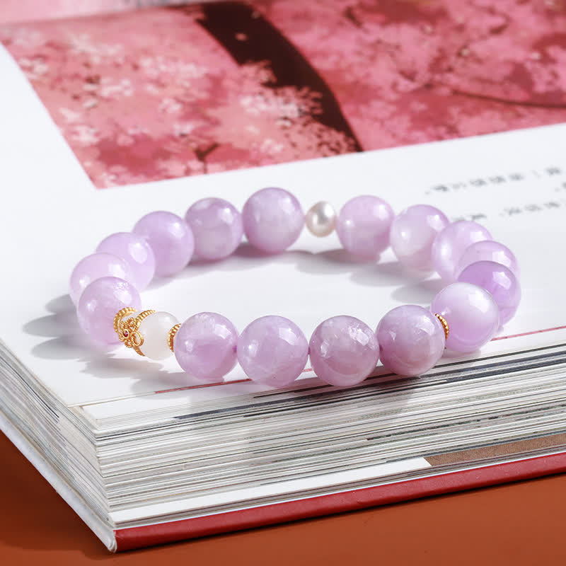 Kunzite Hetian White Jade Gourd Love Spiritual Growth Bracelet