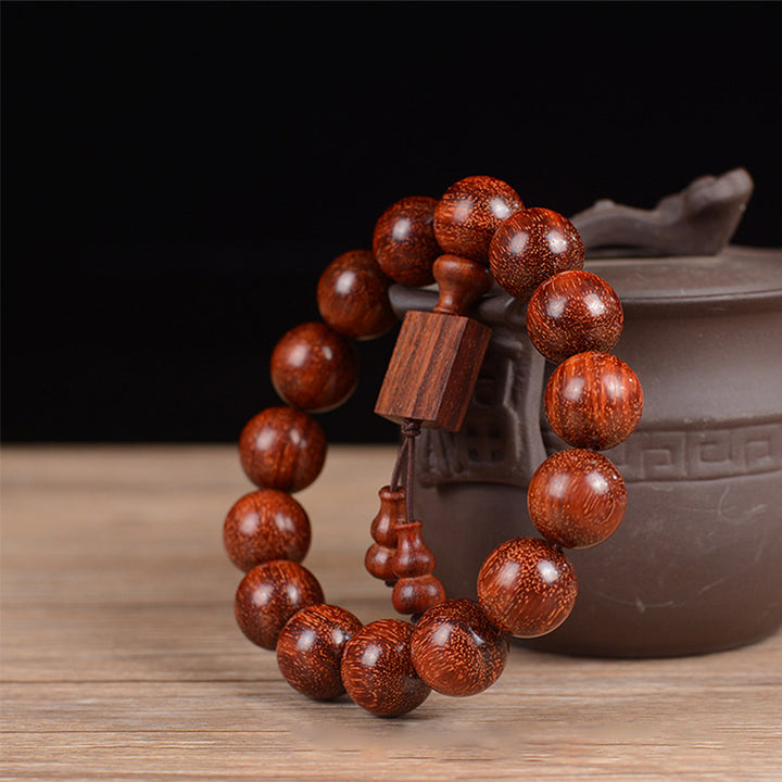 Buddha Stones Tibetan Small Leaf Red Sandalwood Relaxation Bracelet