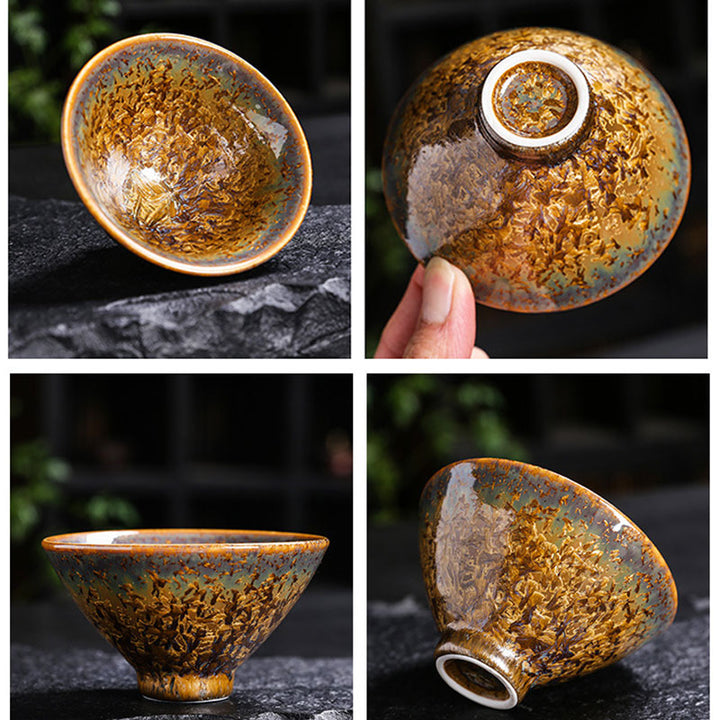 Buddha Stones Colorful Brown Ceramic Teacup Kung Fu Tea Cup Bowl