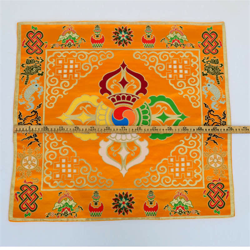 Flower Endless Knot Prayer Altar Mat Healing Meditation 8 Auspicious Symbols Mat Table Runner