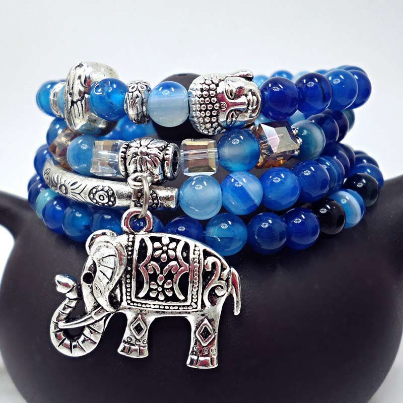 Buddha Stones Natural Agate Elephant Buddha Hope Bracelet