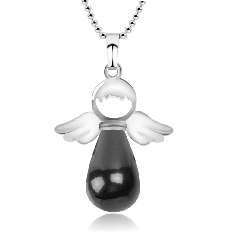 Buddha Stones Little Angel Wings Natural Crystal Luck Necklace Pendant