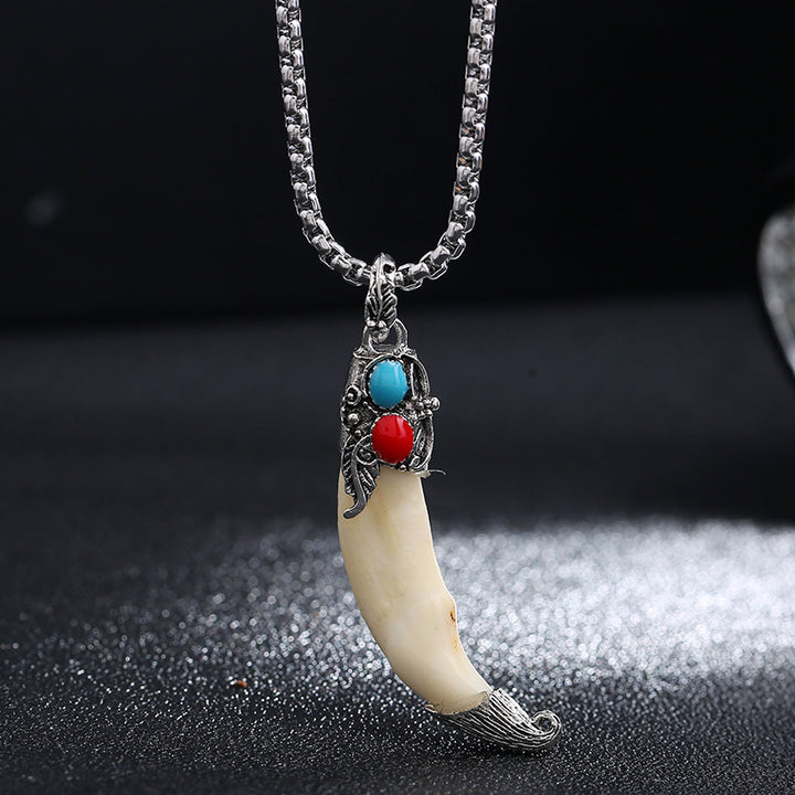 Imitation Wolf Tooth Titanium Steel Balance Necklace Pendant