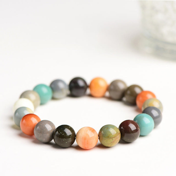 Buddha Stones Natural Colorful Alashan Agate Confidence Bracelet