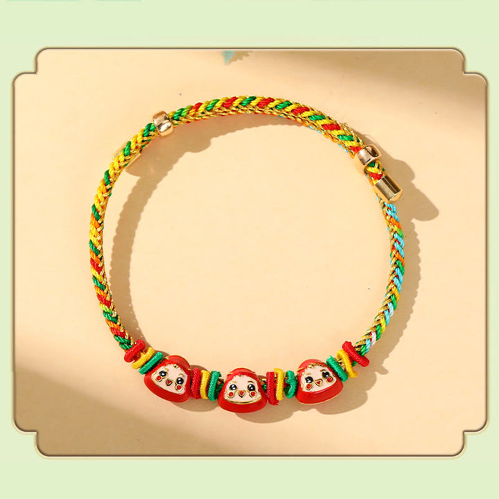 Buddha Stones Colorful Rope Zongzi Pattern Luck Handmade Child Adult Bracelet