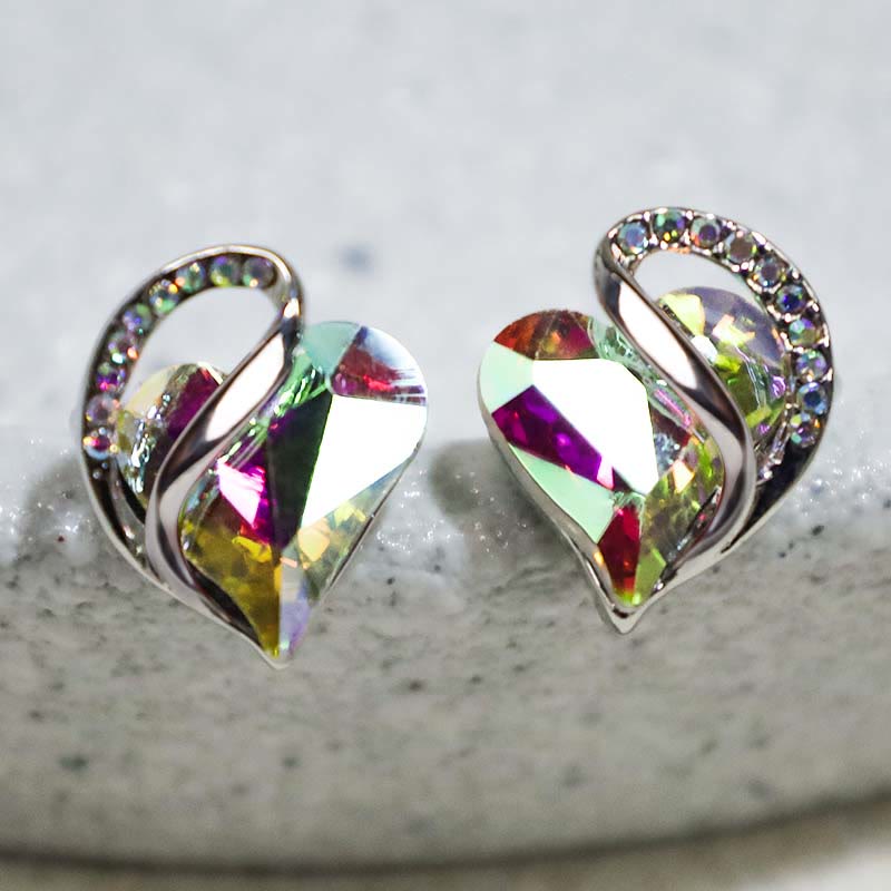 Natural Various Gemstone Birthstone Crystal Love Stud Earrings