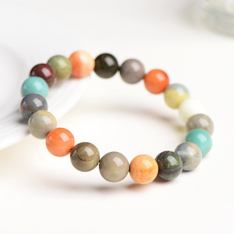 Buddha Stones Natural Colorful Alashan Agate Confidence Bracelet