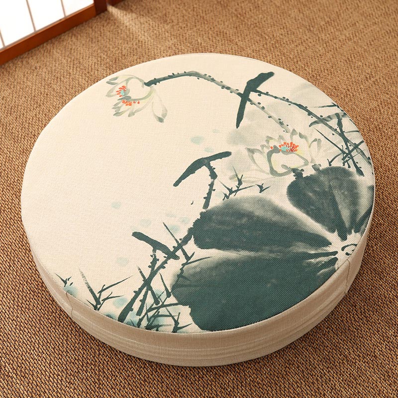 Lotus Simple Pattern Cotton Linen Meditation Seat Cushion Home Decoration