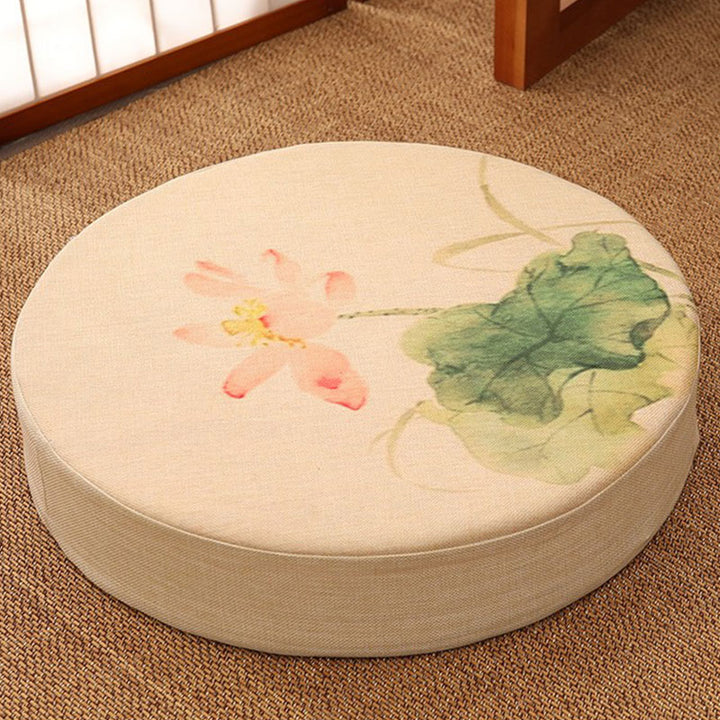 Lotus Simple Pattern Cotton Linen Meditation Seat Cushion Home Decoration