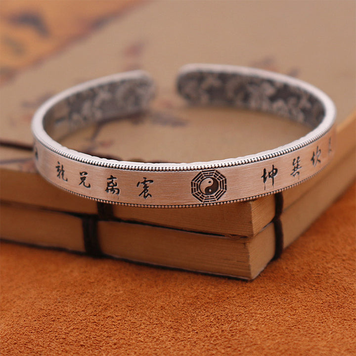 Buddha Stones 999 Sterling Silver Bagua Yin Yang Balance Bracelet