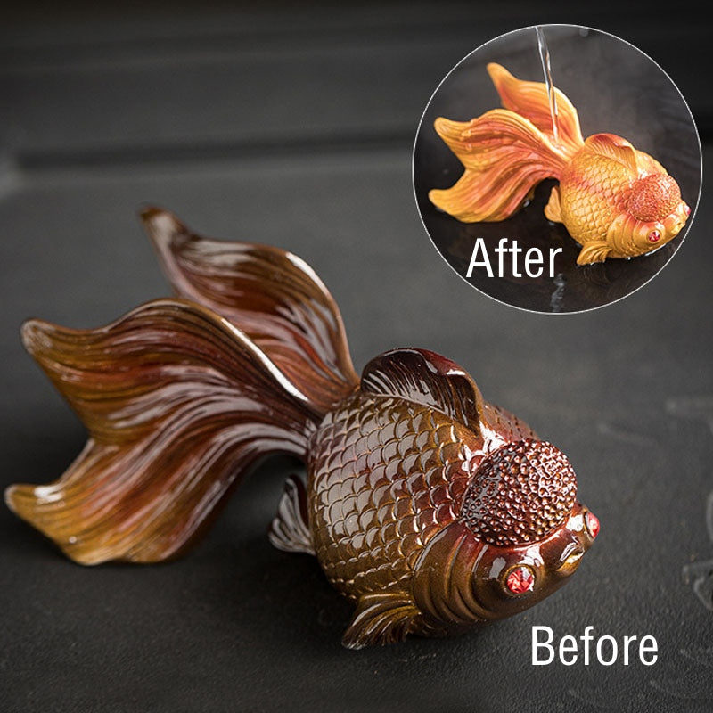 Buddha Stones Color Changing Koi Fish Resin Tea Pet Wealth Home Figurine Decoration