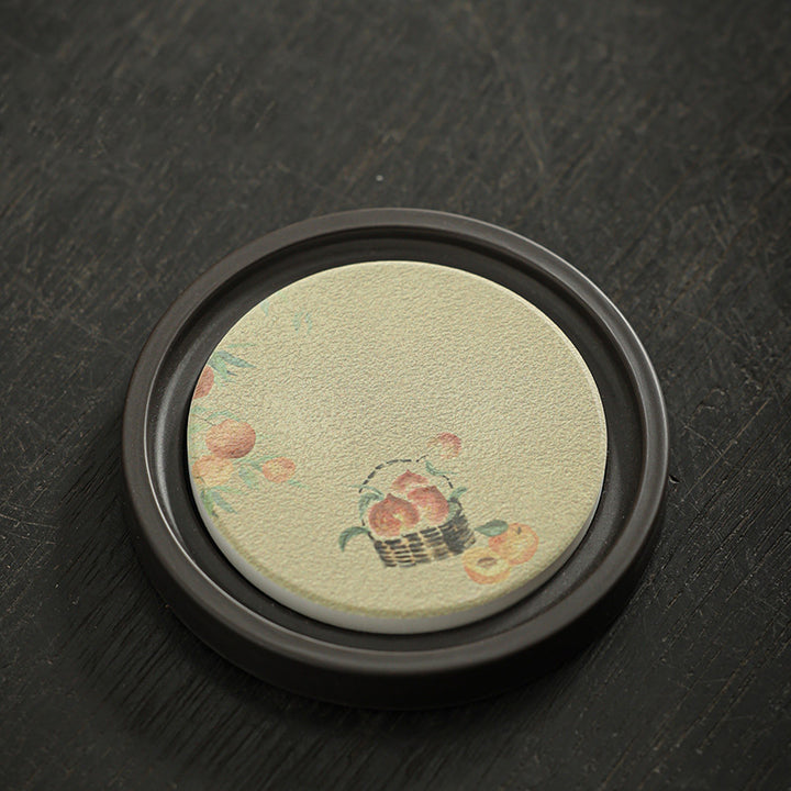 Buddha Stones Plum Blossom Peach Heart Sutra Loquat Magnolia Persimmon Ceramic Cup Mat Pad Coaster Kung Fu Tea Mat