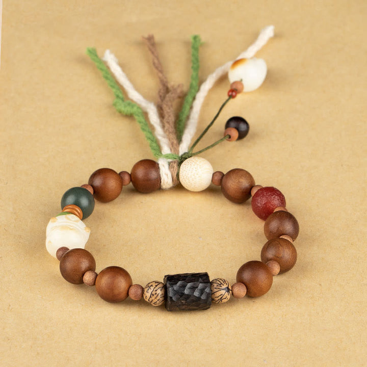 Buddha Stones Lightning Strike Wood Bodhi Seed Cat Paw Claw Auspiciousness Protection Tassel Bracelet