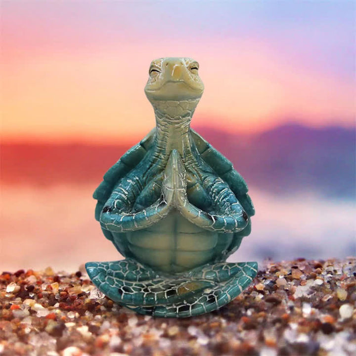 Buddha Stones Tibetan Yoga Meditating Turtle Wisdom Resin Statue Decoration