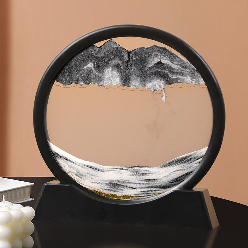 Moving Sand Art Picture Round Glass Deep Sea Sandscape Flowing Sand Home Decoration