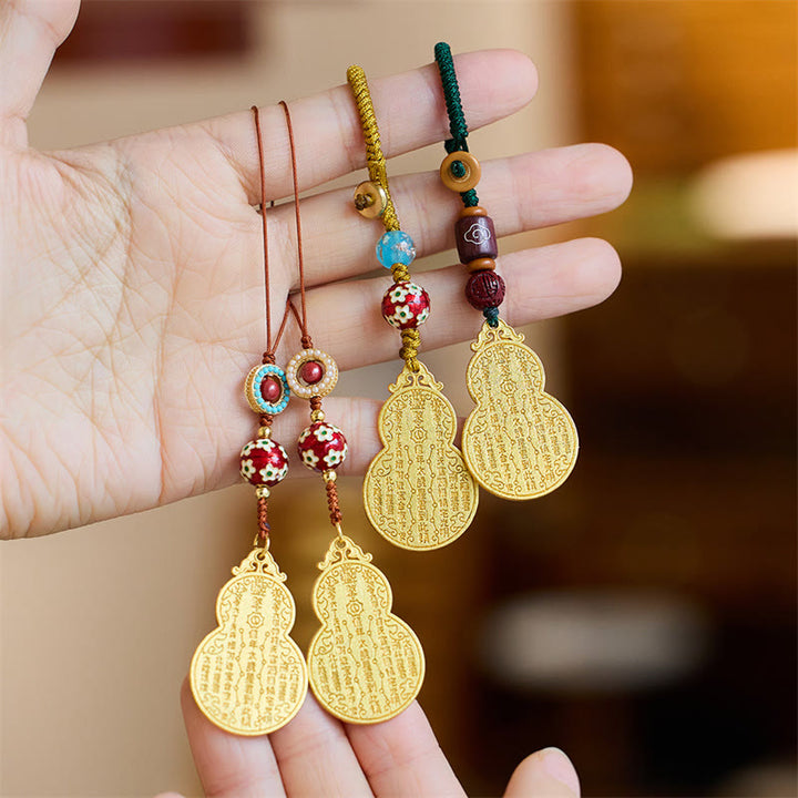 Buddha Stones Wu Lou Gourd Fu Character Tai Sui Amulet Fortune Phone Hanging Decoration Key Chain