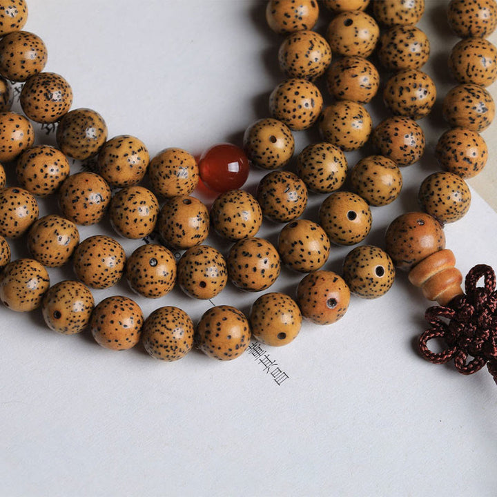 Buddha Stones 108 Mala Beads Bodhi Seed Red Agate Auspiciousness Bracelet