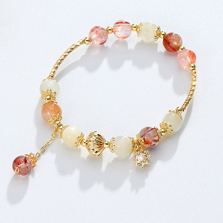 Colorful Rutilated Quartz Cat Eye Zircon Auspiciousness Bead Bracelet