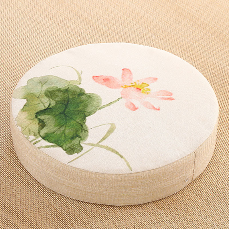 Lotus Simple Pattern Cotton Linen Meditation Seat Cushion Home Decoration