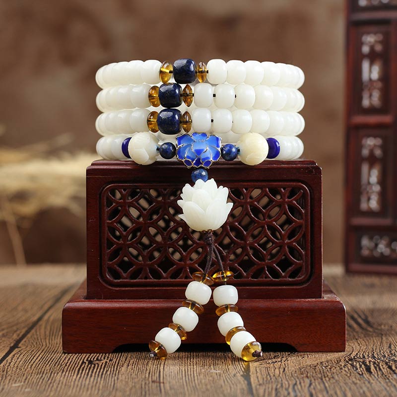 Buddha Stones Tibetan Mala White Bodhi Seed Peace Bracelet