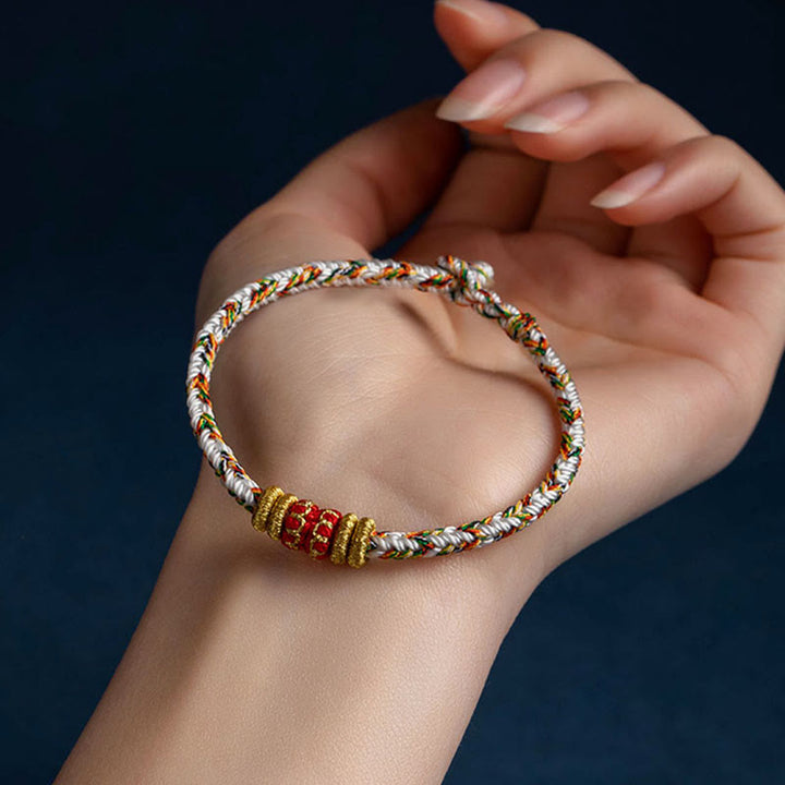 Buddha Stones Tibet Handmade Chinese Zodiac Natal Buddha Luck Strength Braided String Bracelet